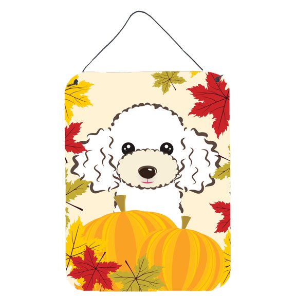 Caroline's Treasures BB2063DS1216 White Poodle Thanksgiving Wall or Door Hanging Prints, 12x16, multicolor