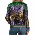 thumbnail image 2 of YOIAVAIOY Mardi Gras Sequin Jacket for Women Long Sleeve Zip Up Sparkly Jacket Party Night Clubwear Holiday Outfits Green S, 2 of 7