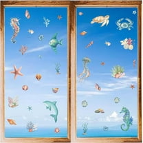 8 Styles Ocean Animals Wall Stickers Sea Marine Organism Window Stickers Decals PVC Waterproof Self Adhesive Wall Cling for Home Decoration Bedroom Living Room Kitchen Showcase