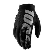 100% Brisker Youth Full Finger Gloves: Black/Gray MD