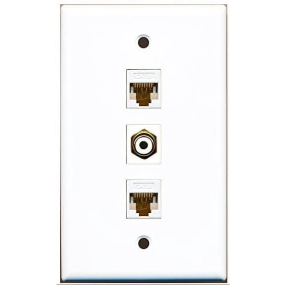 RiteAV - 1 Port RCA White 2 Port Cat6 Ethernet White Wall Plate