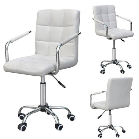Yaheetech Rolling White Modern Ergonomic Swivel Leather Office Chairs Computer Chair Executive Home Office Furniture On