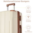 thumbnail image 2 of Hardside Suitcase, Hardshell Luggage, Lightweight Durable ABS Suitcases with Double Wheels, Expandable 24-inch Checked Luggage 24" (White Brown), Brown White Hardside Luggage, 2 of 10