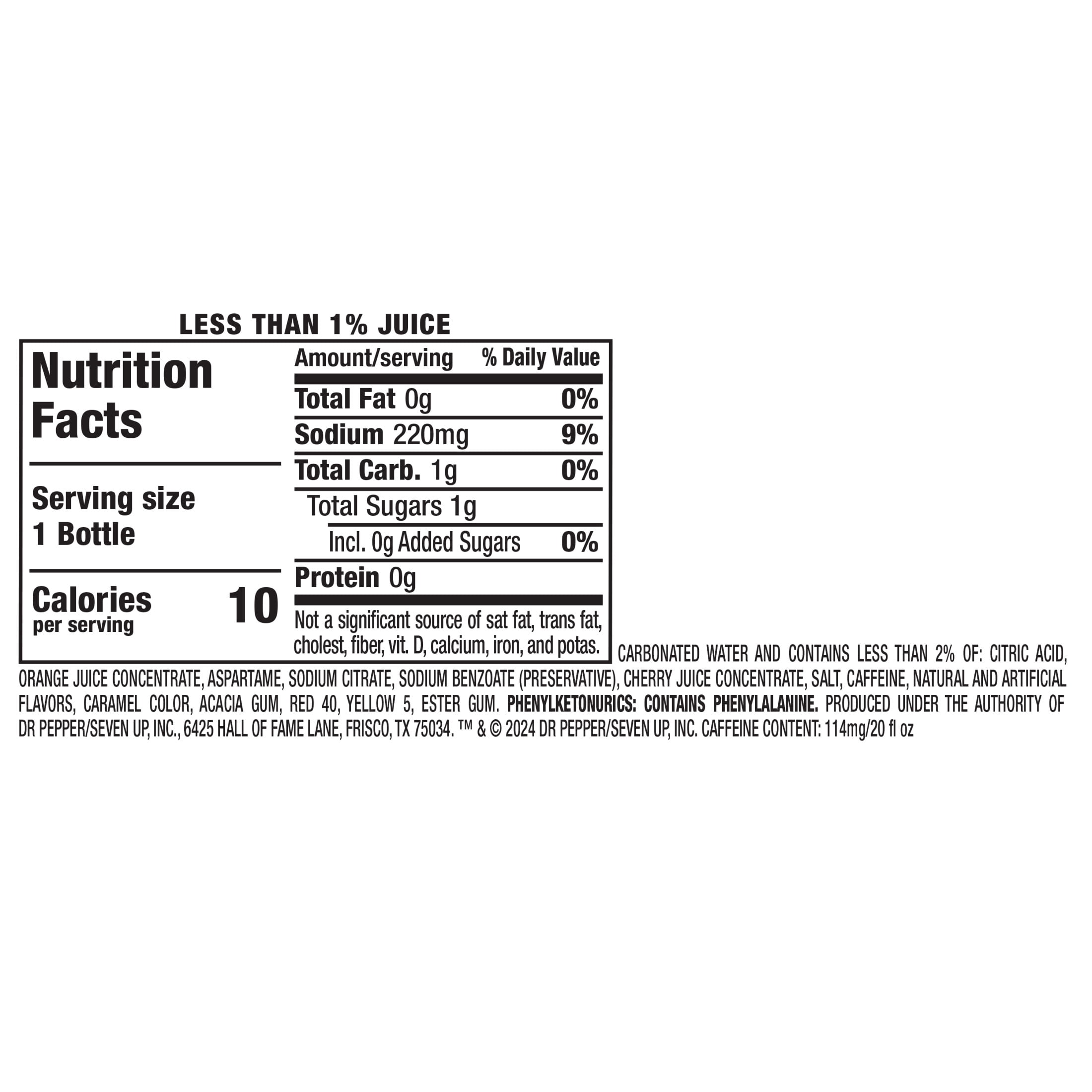 (5 pack) Diet Sun Drop Cherry Lemon Citrus Soda Pop, 20 fl oz, Bottle