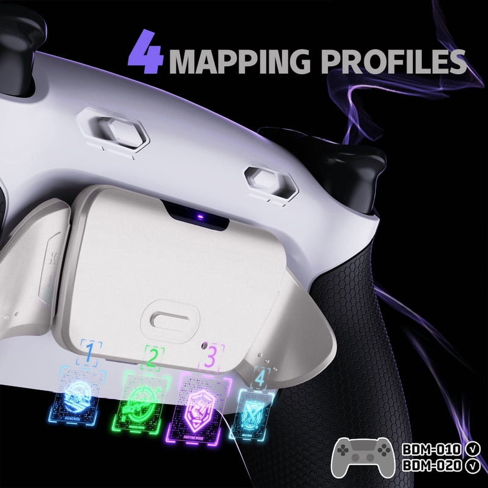eXtremeRate RISE Plus MAX RMB Back Paddles Kit with Clicky Trigger Stops & Rubberized Grip for PS5 Controller BDM-010 020, Remappable Real Metal Back Buttons Kit for PS5 Controller – White Black