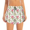 thumbnail image 2 of Fuzoiu Rose Flowers Print Women's Athletic Shorts, Double-Layer Running Shorts with Pocket,Women's Workout Shorts for Yoga, Gym, and Workouts-Small, 2 of 7