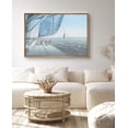 thumbnail image 2 of PixonSign Framed Canvas Print Wall Art Sailboat with Boats on Horizon Marine Life Waterfall Photography Realism Nautical Scenic Colorful Blue for Living Room, Bedroom, Office - 16"x24" Natural, 2 of 5