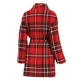 thumbnail image 2 of Red And White Tartan Pattern Women Bathrobe One Size Univeral Fits, Tartan Plaid Retro Fashion Lightweight Plush Fleece Long Robe For Women, 2 of 3