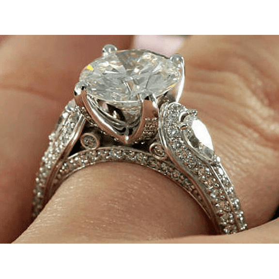 2CT Simulated Diamond 925 Silver Engagement Wedding Ring 14k White Gold Plated