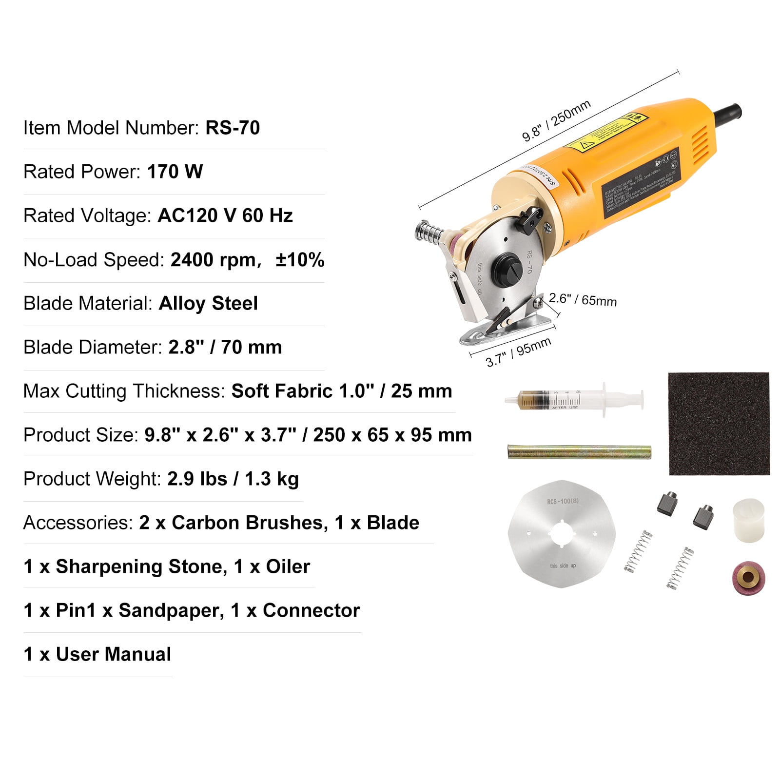 KFFKFF Cloth Cutter, 170W Electric Octagonal Cutting Tool