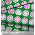 thumbnail image 3 of Soimoi Green Poly Georgette Fabric Circle Art Geometric Decor Fabric Printed Yard 42 Inch Wide, 3 of 3