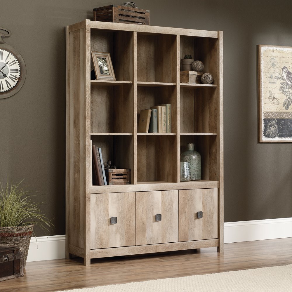 Sauder Cannery Bridge Bookcase Storage Wall Unit, Lintel Oak Finish