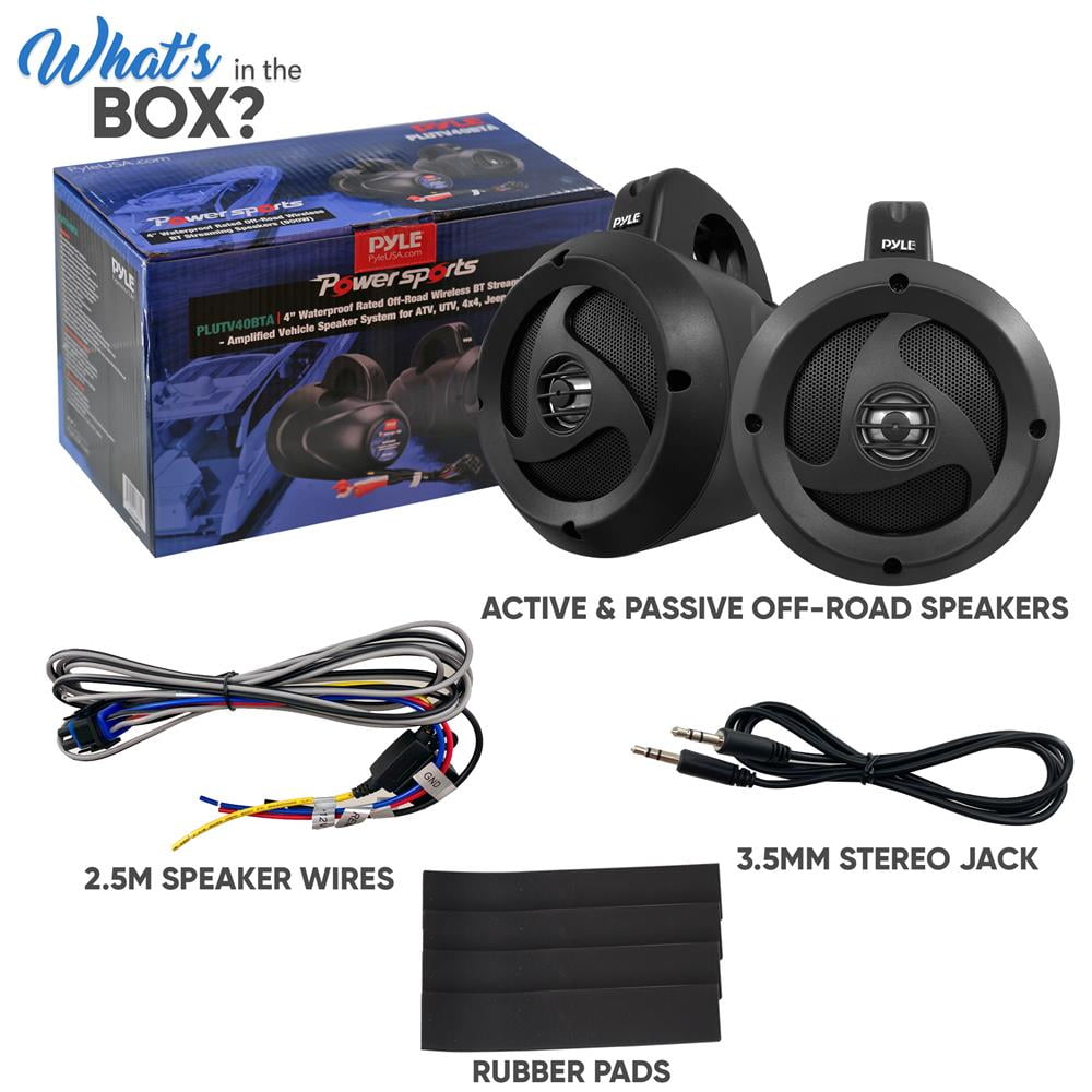 Pyle 2-Way Waterproof Bluetooth Off-Road 4 - 900W Active Passive Marine Grade Wakeboard Speakers