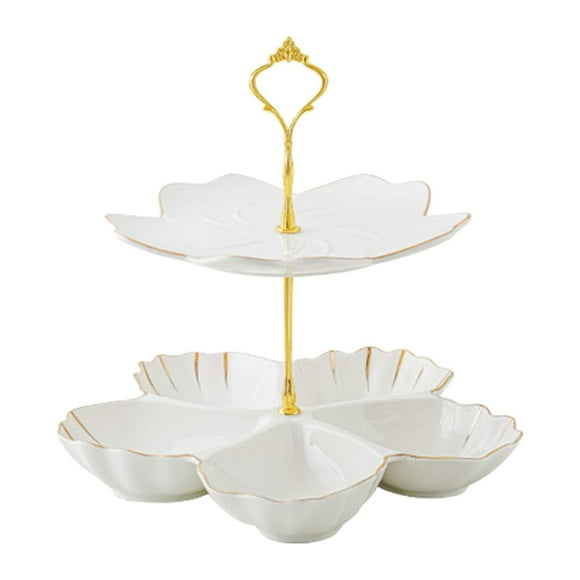 Siruishop Tiered Ceramic Cake Stand Afternoon Tea Stand for Tea Party Wedding Birthday 2 Tier White