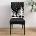 thumbnail image 4 of Chair Covers for Dining Room Set of 6,Christmas Reindeer Tree Silhouette Stretch Seat Protector Removable Washable Chairs Slipcovers for Kitchen Banquet Wedding Hotel,White Snowflake on Black, 4 of 6