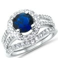 thumbnail image 5 of LaRaso & Co Trio His Her Wedding Ring Set, Silver Wedding Bands, Simulated Sapphire Bridal Rings Men Women 7/10, 5 of 8