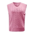 thumbnail image 2 of WNEGSTG Ladies' Solid Color Knit Vest V Neck Vest Sweater Sleeveless Pullover Pink, 2 of 5