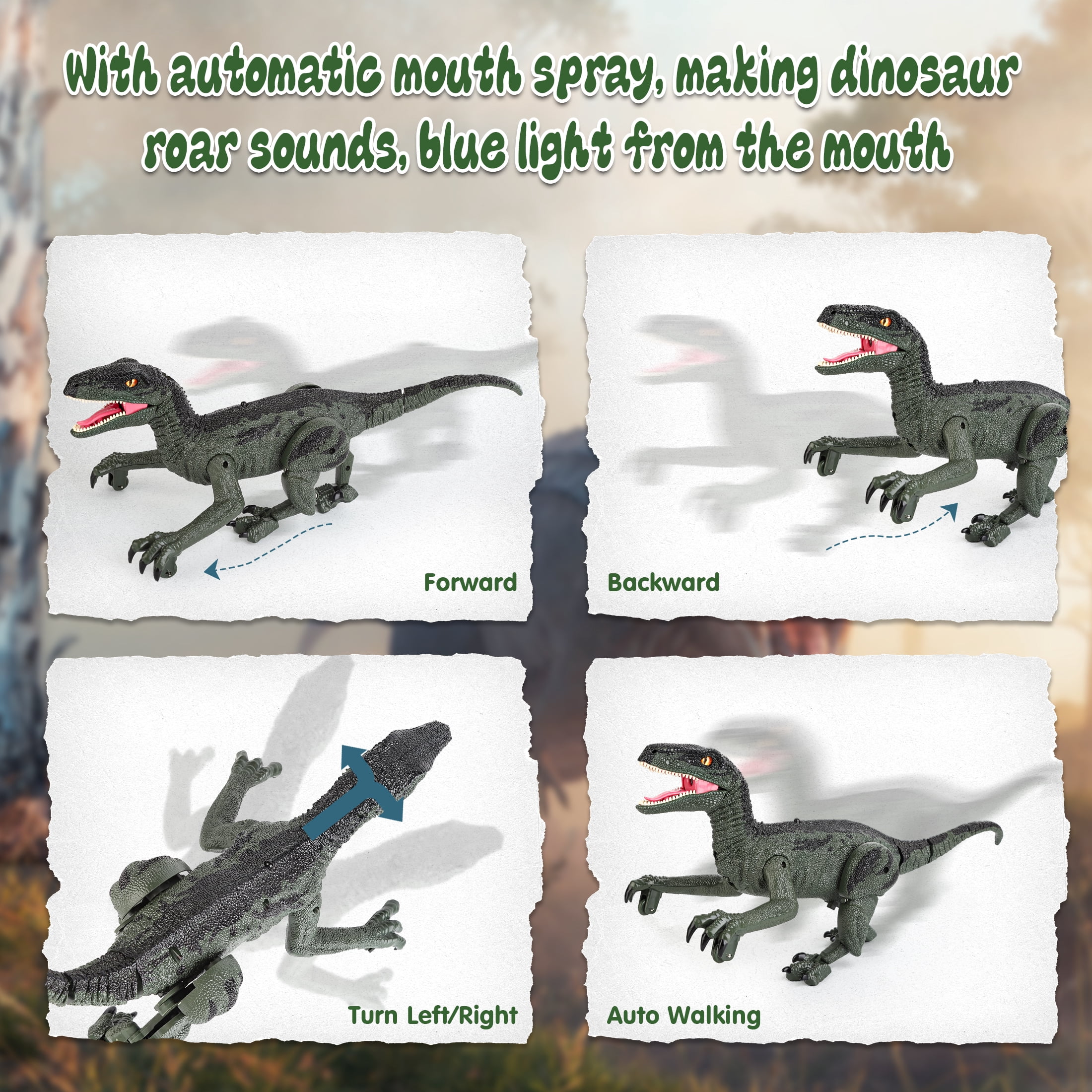 Remote Control Dinosaur, Realistic Dinosaur Toys for Kids 3-6, Rechargeable Walking Robot Dinosaur Jurassic Toys, 2.4GHZ RC Dinosaur Toys with Sound & Spray for Christmas Boys Girls 3+