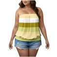 thumbnail image 1 of Staron Débardeur Décontracté Sans Manches pour Femmes Grande Taille, Col Rond, Ample, Imprimé Rayé, Blouse Confortable pour Vacances d'Été à la Plage, Jaune TG, 1 of 6