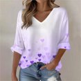 thumbnail image 2 of Outfmvch Valentine's Shirt Long Sleeve Blouse for Women's Blouses Red Holiday Blouse Blouses for Women Plus Size Valentines Shirts for Women Long Sleeve Boho Tops Light Violet L, 2 of 5