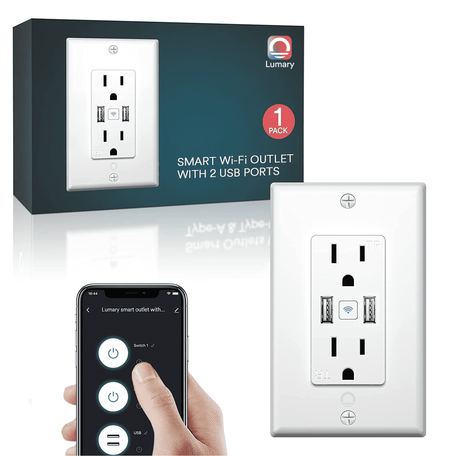 Lumary Smart Wall Outlet with USB Smart Electrical Outlet That Work