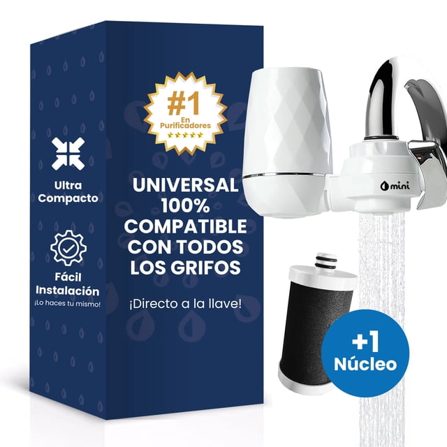 Pack Puriificador de agua ultracompacto + 1 repuesto extra, agua libre de cloro, impurezas y turbidez mejor que el garrafon