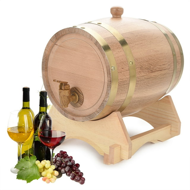 Baril de Chêne, Baril à Vin Durable Fait Main 5L, pour Bière Whisky Rhum Port Vin Rouge Bar à Domicile