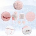 thumbnail image 3 of Conjunto de bufanda y guantes para niños - 3 piezas Gorros de invierno con pompones Gorros de punto para niños pequeños Guantes térmicos con forro polar Guantes para niñas Niños Pink-Dontodent Kuyhfg Sin marca, 3 of 5