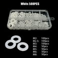 thumbnail image 1 of 500 Pcs Rondelles en Plastique Blanches Rondelle Plate en Nylon Joints de Rondelle Assortis M2-M8, 1 of 10