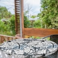 thumbnail image 2 of Ambesonne Jungle Boho Fitted Round Tablecloth, Monochrome Flowers Art, 36"- 40" Diameter, White Charcoal Grey Grey, 2 of 5