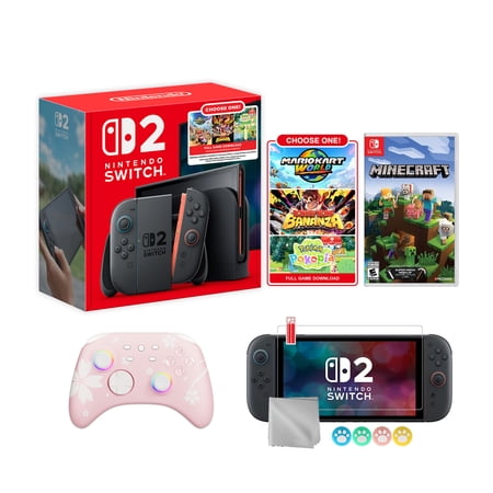 Nintendo Switch 2 Choose Your Game Bundle 256GB 7.9-Inch 1080P Screen, Joy-Con 2 with Mouse Sensor, Dock, with Minecraft NS1 Game And Mytrix Wireless Switch Pro Controller & Accessories