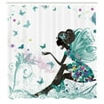thumbnail image 3 of Ambesonne Fantasy Shower Curtain, Spring Wings Floral Print, 69"Wx70"L, Almond Green, 3 of 3