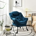 thumbnail image 2 of Costway Modern Polyester Fabric Lazy Chair Single Sofa Chair w/ Side Pocket Navy, 2 of 12