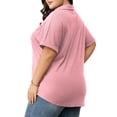 thumbnail image 2 of Cuteduck Womens Plus Size Casual Henley Waffle Knit Button-Up Top Short Sleeve Polo Shirt 1X-5X, 2 of 9