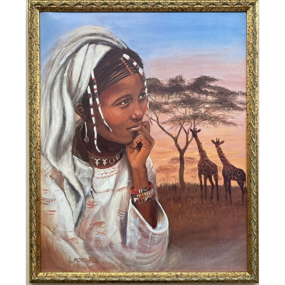 M Caroselli "Journey's End" Newly FRAMED African Art Print Generic