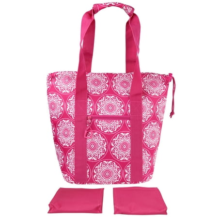 2 Ice Lunch Bag - Mainstays Cinch Top Lunch Kit with 2 Matching Ice Packs, Pink Medallion