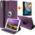 thumbnail image 1 of Pour iPad 10.2 Case 2021 9th Gen/ 2020 8th Gen/19 7th Gen Case with Glass Screen Protector, Slim Rotating Stand Protective Smart Étui For 10.2 iPad 9th/8th/7th Generation, Purple, 1 of 5