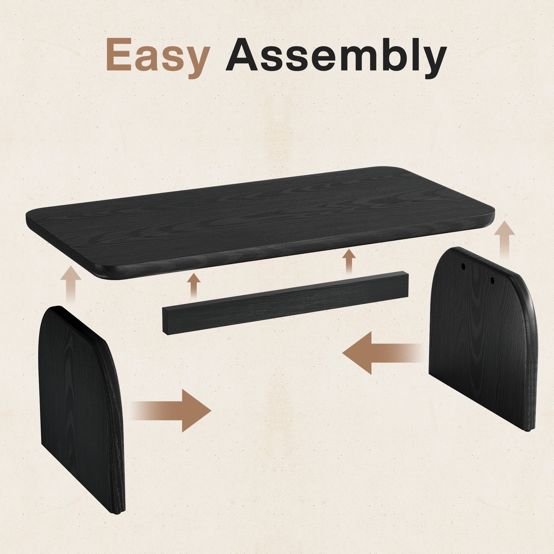 Finmind Rectangle Coffee Table, 47-Inch Wood Living Room Table, Easy Assembly