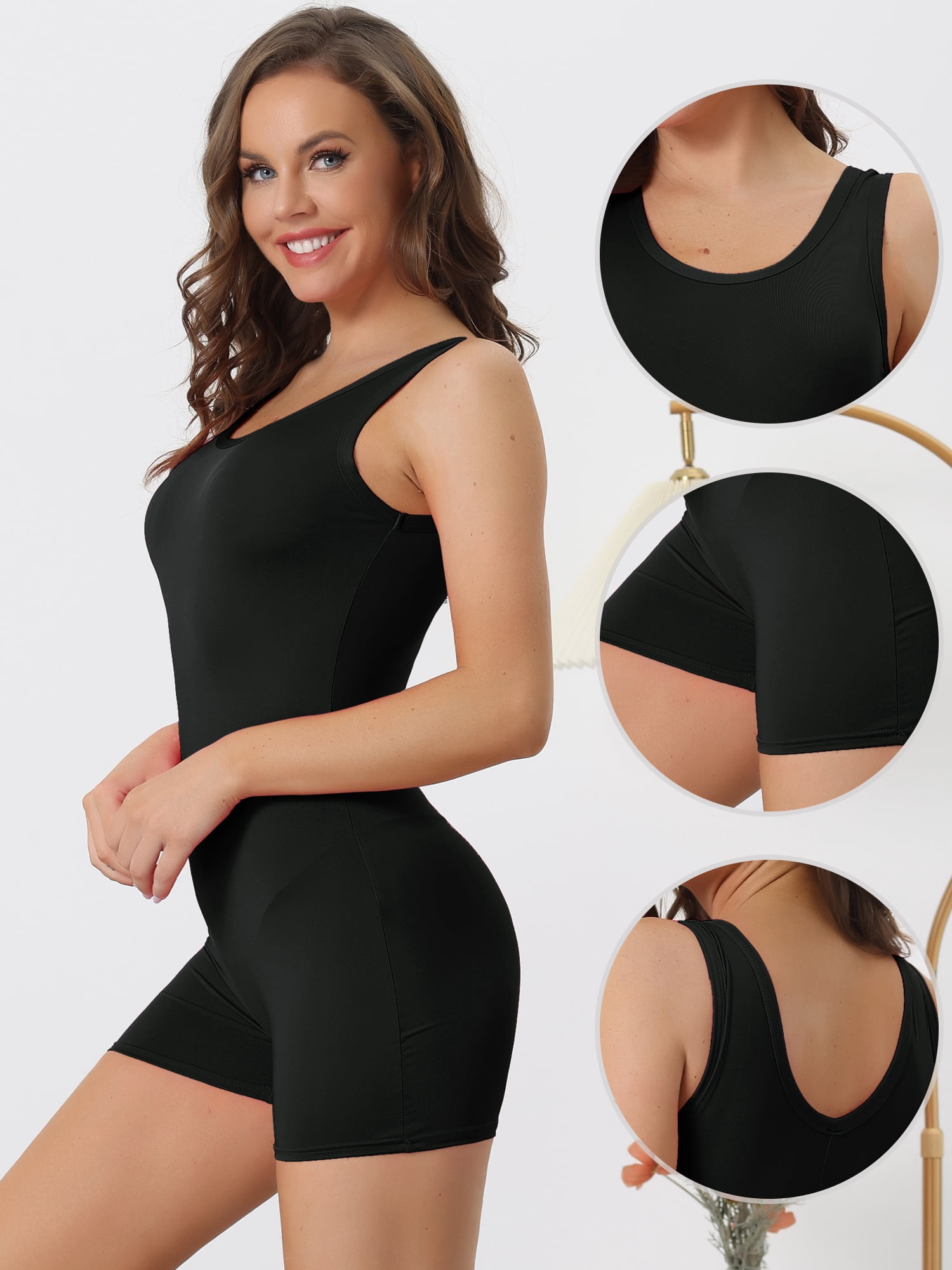 DARING DIVA Women's Butt Lifter Shorts Full Body Shaper Bodysuits S Black