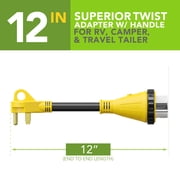 Leisure RV Trailer dogbone power cord plug adapter 30 amp male to 50 amp female locking connector