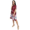 thumbnail image 3 of Bimba Womens Drawstring Floral Maroon Satin Kimono Bridesmaid Short Kaftan-6, 3 of 6