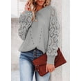 thumbnail image 2 of DOPI Women's Casual Long Sleeve Crewneck Crochet Sweater Lightweight Knit Pullover Sweaters Top Hollow Out Sweater Autumn, 2 of 6