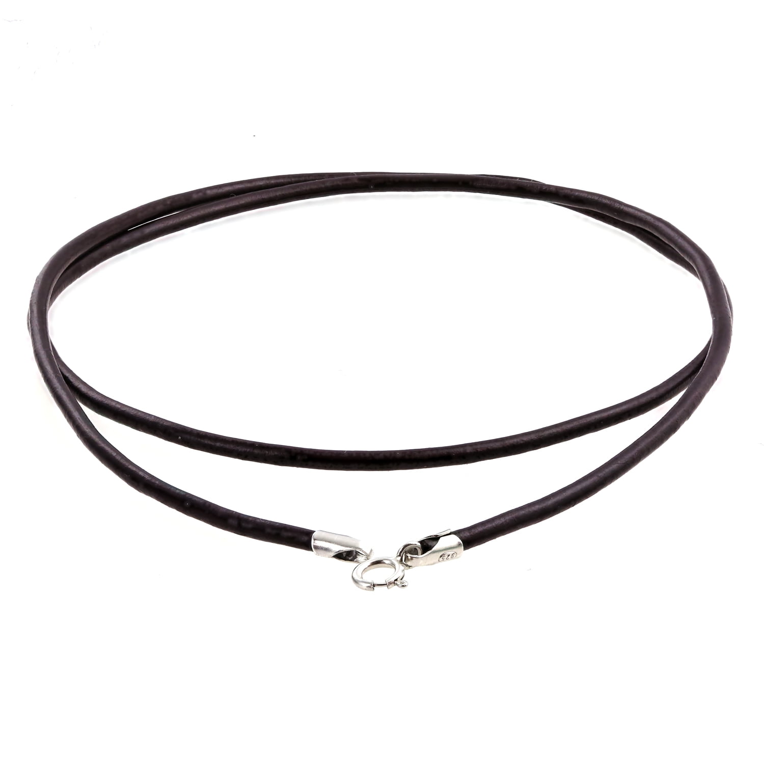 4mm real leather cord choker necklace black or natural with silver plated clasps 