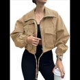 thumbnail image 1 of Chaqueta Corta para Mujer, Anorak Utilitario Extragrande con Cremallera y Bolsillos Caqui XL, 1 of 8