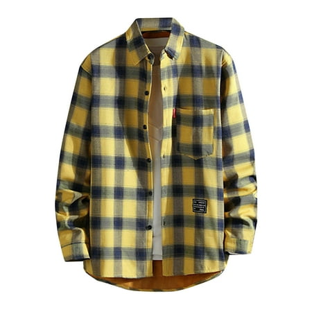 QIIBURR Mens Jacket Winter Mens Plush Thick Warm Plaid Shirt Autumn And Winter Jacket Men S Plaid Jacket