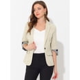 thumbnail image 2 of Blazer de trabajo de manga 3/4 con cuello de solapa con muescas para mujer Beige XS, 2 of 6