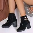 thumbnail image 4 of Black Booties TKYCMSUAKI Women's Chunky Heel Ankle Booties Pointed Toe Side Zipper Booties Classic Stacked Heel Short Boots Fashion Heeled Booties Shoes, 4 of 10