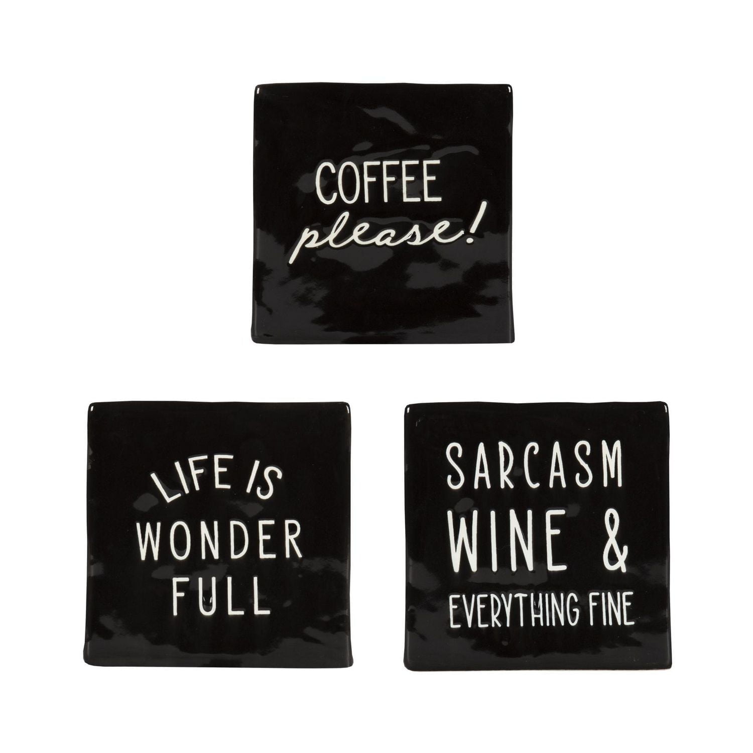 Linden “Coffee Please!” Porcelain Tabletop Square Art Plaque