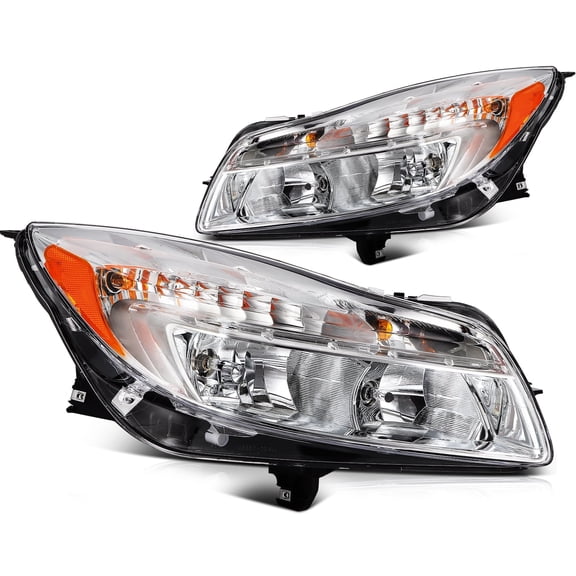 cciyu Headlight Assembly Replacement for 2011-2013 For Buick Regal Titanium Clear Chrome Housing Driver and Passenger Side Headlamp 22794767 GM2502353