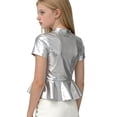 thumbnail image 4 of Amidoa Basic Girls T Shirts Cute Solid Summer Crewneck Tops Casual Kids Tees Silver, 4 of 5